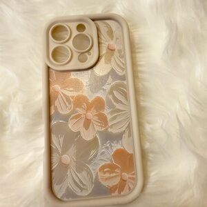 Iphone 16 pro  Floral Phone Case - Beige and Peach